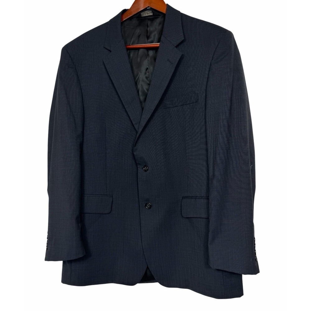 Jos A Bank Blazer 44R Navy Blue 100% Wool Sport Coat Mens Two Button Jacket